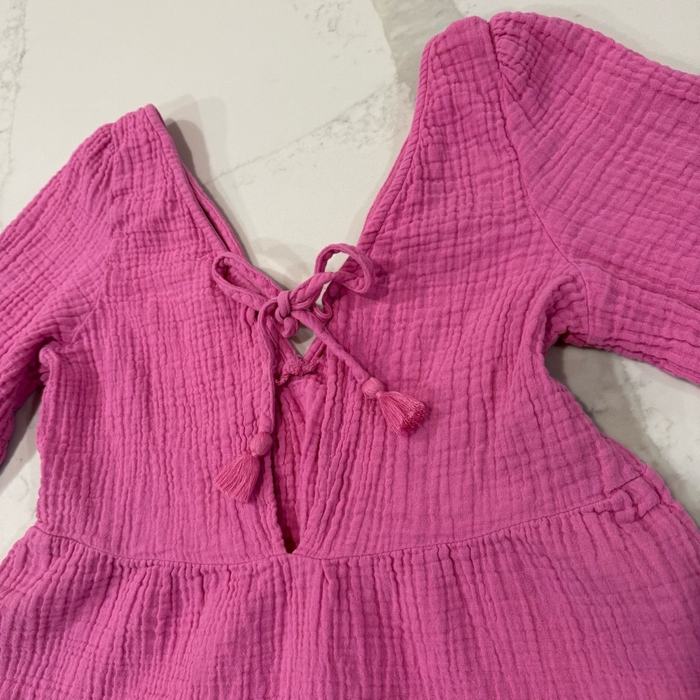 Aerie Pool To Party Tiered Puff Sleeve Mini Dress Women’s XS Pink Beachy Summer - Picture 10 of 12